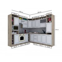 Bucatarie de Colt LEEA ART CORNER FRONT MDF FRESCO 240-260 ST. K002 / decor 218